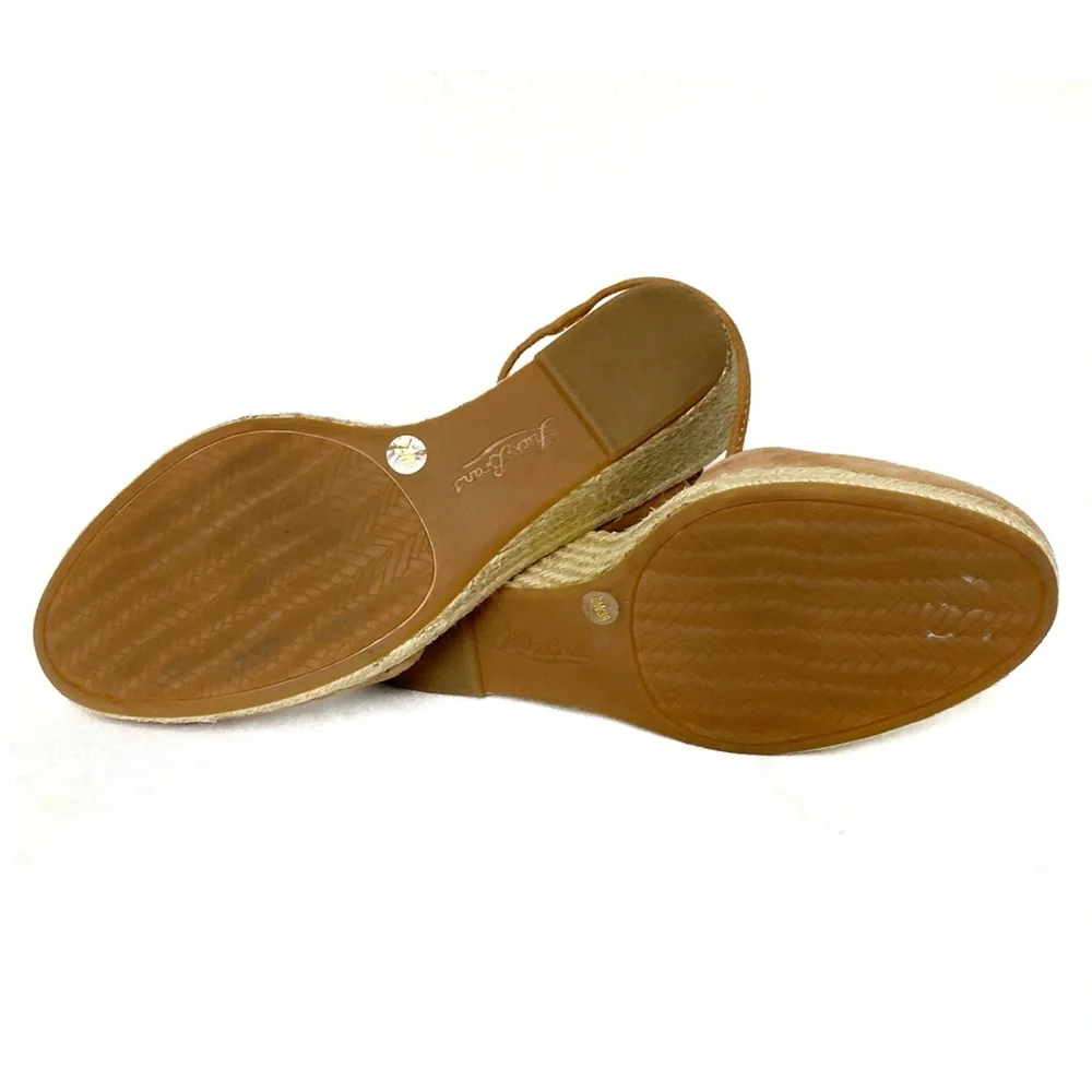 LUCKY BRAND KELLER Suede Platform Wedge Gladiator Lace Up Espadrille Tan Sandals